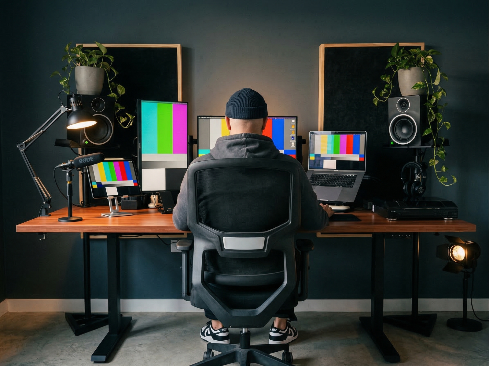 Juan José Rodríguez working at his post-production studio